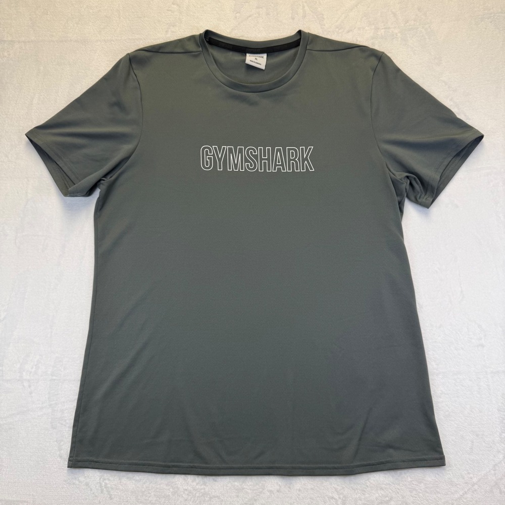 Gymshark Mens XL Short Sleeve Athletic Training T-Shirt Dark Green Logo XL